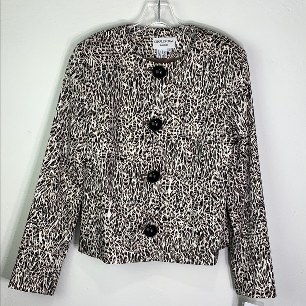 Charles Gray Pebble Round Neck Lined Jacket Small